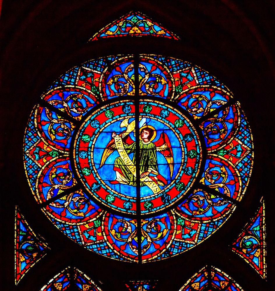 Angel stained glass-Notre Dame Cathedral-Paris-France